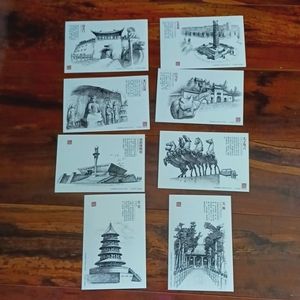 Chinese Set of 8 Postcards famous places in China Stamped Postcards
